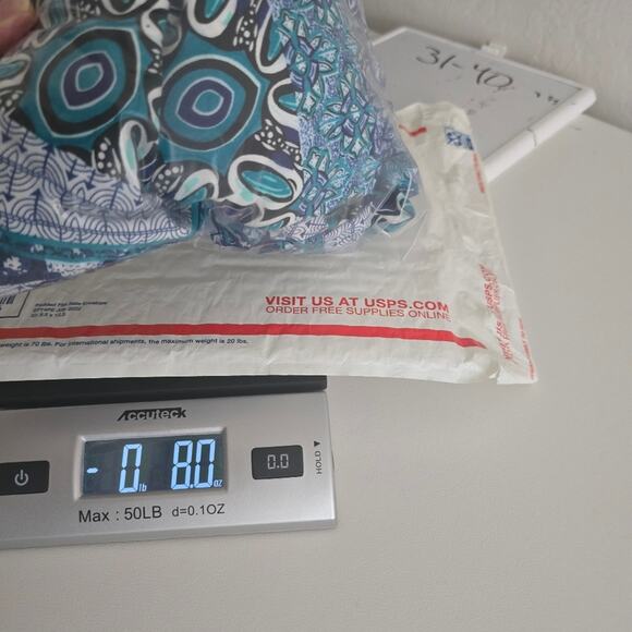 Roz & Ali Blue Wide Leg Palazzo Pants Yoga Travel Boho Hippie Mosaic Comfort L - Picture 11 of 11